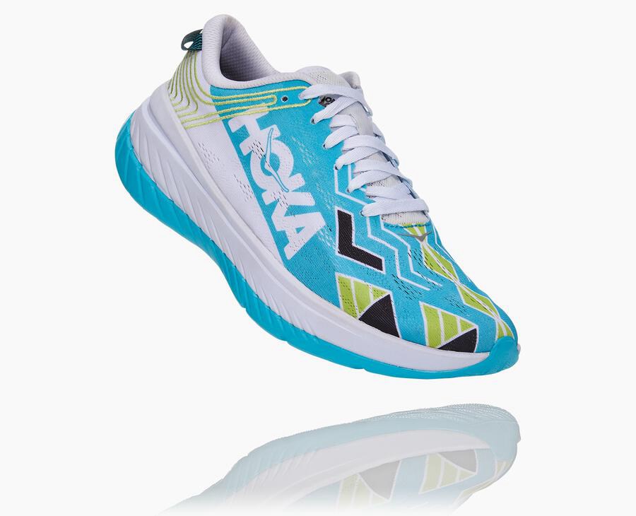 Hoka Mens Running Shoes NZ - Hoka One One Ironman Kona Carbon X Blue/White (IRA370451)